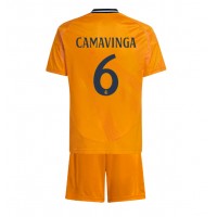 Real Madrid Eduardo Camavinga #6 Bortedraktsett Barn 2024-25 Kortermet (+ Korte bukser)